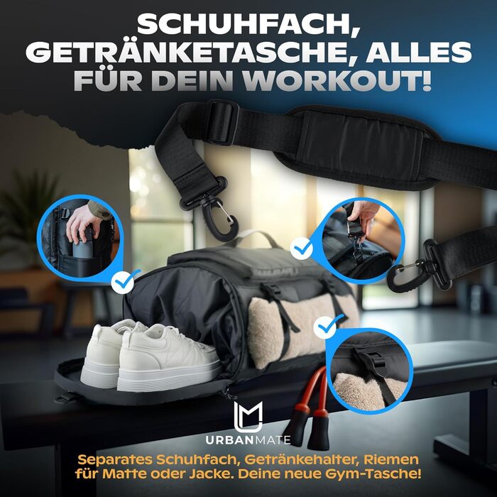 Спортивна сумка-рюкзак для чоловіків та жінок, 42 л, чорна. Сумка для вихідних, спортивна, для плавання, невелика дорожня сумка