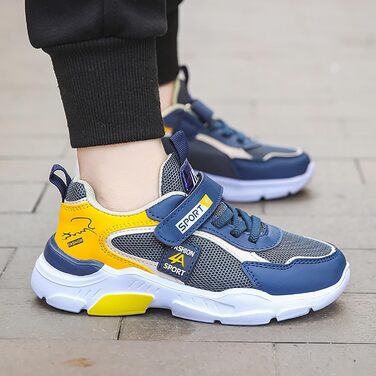 Дитячі спортивні кросівки для хлопчика Mesh, дихаючі, на липучці. Зручні кросівки для занять спортом, фітнесу, бігу та активного відпочинку. Легкі унісекс дитячі кросівки, розмір 31 EU, жовті.