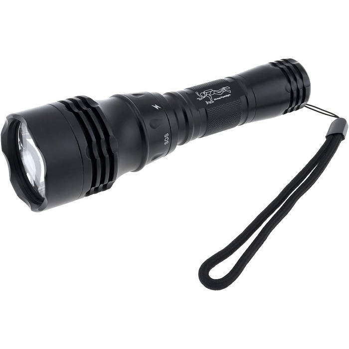 LED-ліхтар для дайвінгу SecurityIng: 5 режимів, 2000 люмен, водонепроникний до 30м, для дайвінгу, риболовлі та відпочинку на воді