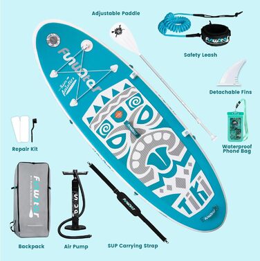 Дитяча надувна SUP-дошка FunWater Mini, комплект для дітей та підлітків з насосом, веслом, рюкзаком і страховкою