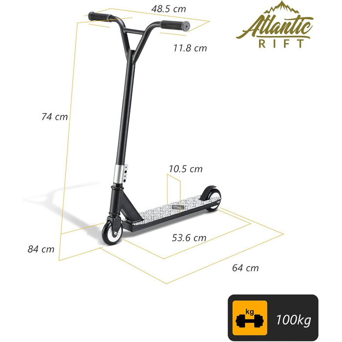 Трюковий самокат SPORTANA Tundra Basic для дітей та дорослих, алюмінієва рама, ABEC 7, до 100 кг, 360° Y-кермо