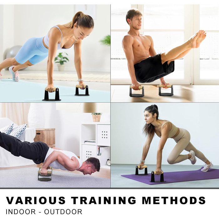 5BILLION Ручки для віджимань Push Up Bars - тренажер для дому, підтримка м'язів спини та рук, піна (чорний), сталь + дерево