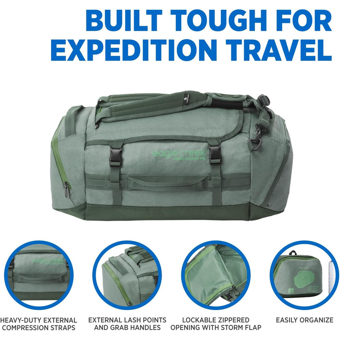 Дорожня сумка Eagle Creek Cargo Hauler 40 л, водостійка, зносостійка, з переробленого поліестеру, 32x56x23 см, сірий