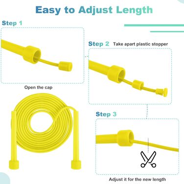 Стрибкова скакалка Aodaer PVC з регулюванням, для дітей, багатокольорова, з пластиковими ручками, легка, для фітнесу та змагань