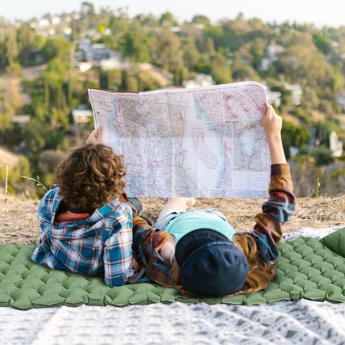 Карет самонадувна ізольована килимок для кемпінгу з подушкою, водонепроникний ультралегкий килимок для сну для відпочинку на природі, походів та подорожей (зелений)