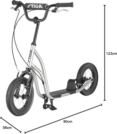 Самокат STIGA Air Scooter для міста, сталевий каркас, регульований кермо, ручне гальмо, алюмінієві колеса, для дітей від 7 років, до 100 кг