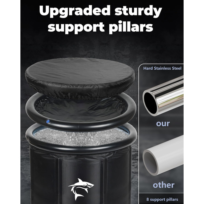 Кріованна для льодяних купань XL (80 см) з системою охолодження, 8 сталевими стійками, термозахистом та сумкою — повний комплект