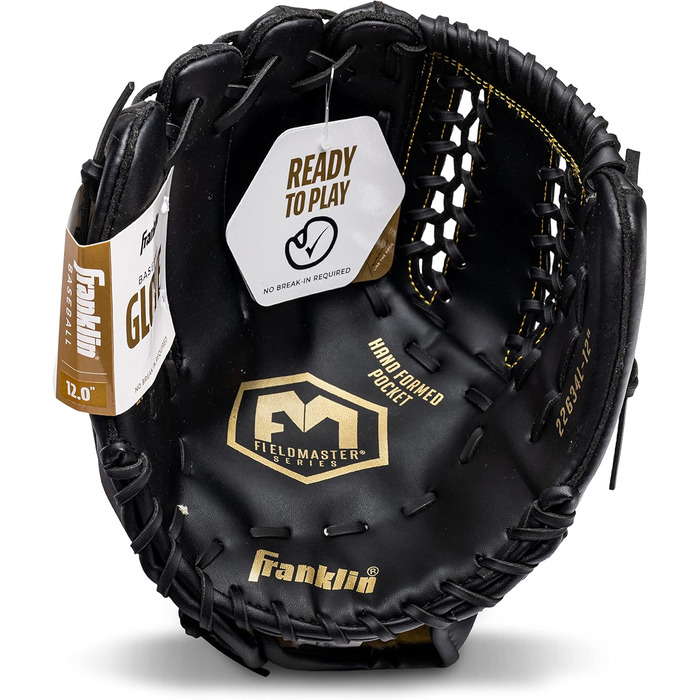 Рукавиця для бейсболу та софтболу Franklin Sports Field Master (ліва рука, 30.5 см) - Чорно-золота