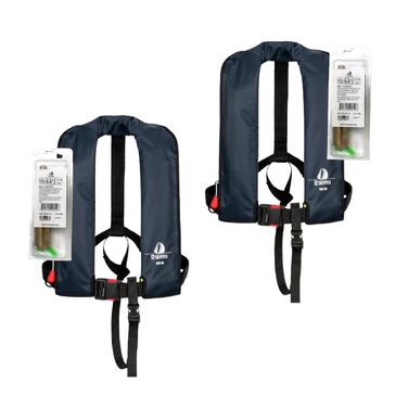 Набір рятувальних жилетів 2 шт. Автоматичні, 165N, Classic ISO UML з поясом, включаючи 2 комплекти для обслуговування, темно-синій