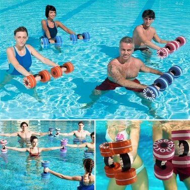 Гантелі водні Sportneer 2 шт. для аквааеробіки, аквафітнесу (піна EVA, помаранчево-білі, L)