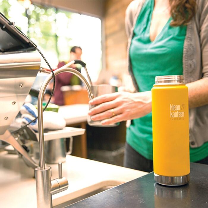 Термос-пляшка Klean Kanteen Wide 591 мл, вакуумна ізоляція, Cafe Cap 2.0, Lemon Curry матова