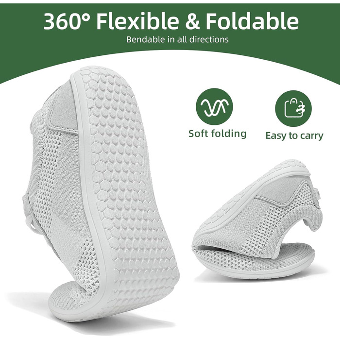 Легкі дихаючі кросівки Barfußschuhe для чоловіків та жінок | Широка передня частина, підошва 4 мм | Зручні для спорту, відпочинку та повсякденного носіння (44 EU, Білий)
