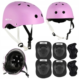 Дитячий велосипедний шолом з регулюванням + комплект захисту для скейту, розмір M