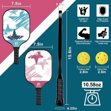 Набір піклбол DULCE DOM: 2 або 4 ракетки, м'ячики та сумка, схвалено USAPA