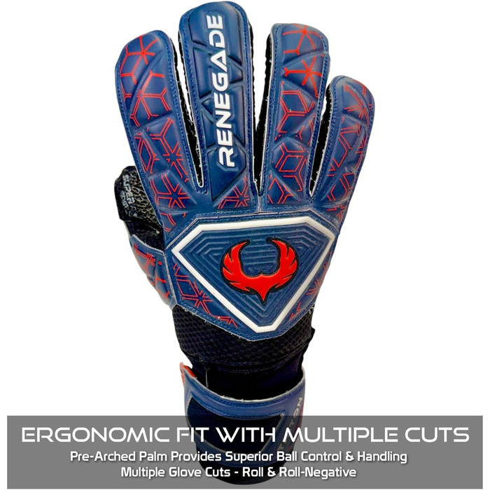 Воротарські рукавички Renegade GK Triton Microbe-Guard (розміри 5-11, 3 моделі, рівень 2) Pro-Tek, Super Grip 3.5+3мм, для твердого покриття, дорослі/підлітки/діти, Octane Roll Cut 7