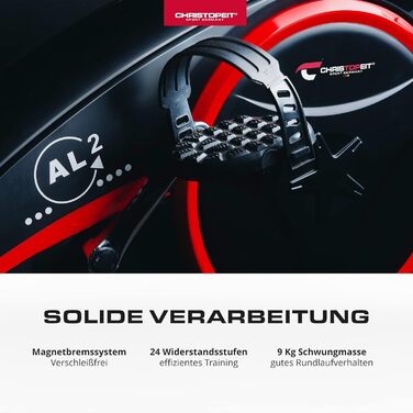 Велотренажер Christopeit Sport AL 2 Black Edition, 24 рівні, 9 кг магнітна система, LCD-дисплей, до 150 кг