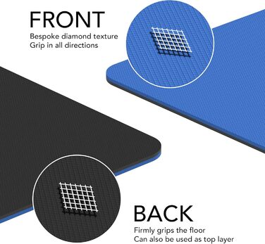 Тренувальний килимок для фітнесу – великий, широкий та товстий (183x80x10 мм) – TPE килимок, неслизький, для дому, HIIT, Pilates, гімнастики, сірий (з принтом)