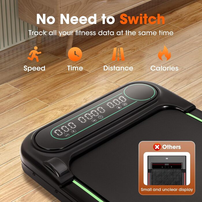 Бігова доріжка Alphaflow для дому та офісу, складана Walking Pad з нахилом 4%, LED-дисплеєм та пультом керування