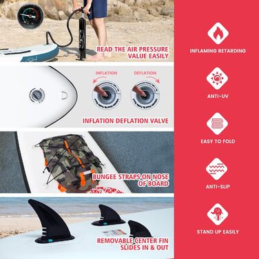 Надувний SUP Paddleboard FunWater для дорослих. Комплект: весло, насос, рюкзак, лінія. Зелено-білий (10' структура мармуру рожева)