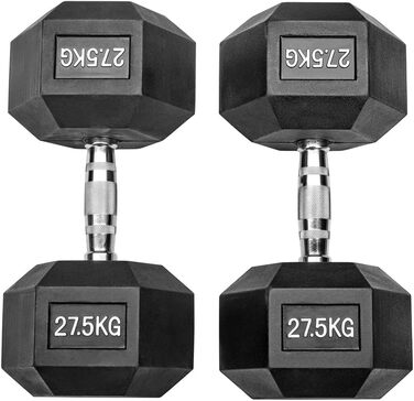 Гантелі Hexagon Studio 55 кг (2x27,5 кг), гумові, чорні
