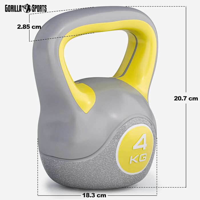 Гиря GORILLA SPORTS пластиковa, 2-20 кг, для фітнесу, окремо або набором