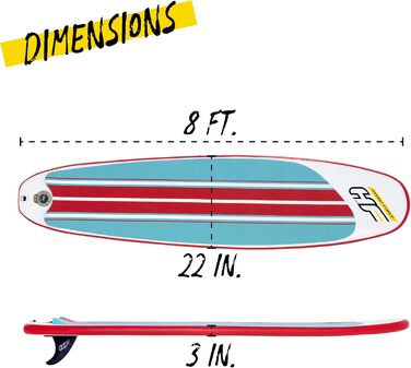 Надувний SUP-борд HYDRO FORCE Compact Surf 8' x 22'' x 3'' для Stand-Up Paddling, Multicolor