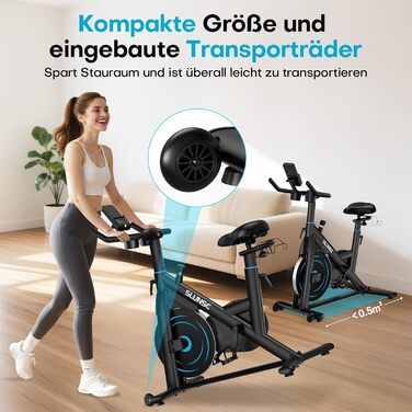 Hometrainer Neu SLUNSE 2025: велотренажер з магнітним опором, LCD-дисплеєм, підтримкою додатків та вагою до 180 кг (зелений/синій)