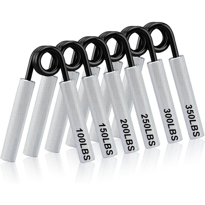 Набір для тренування сили рук Griffkraft, 50/100/150/200/250 LBS, металевий антиковзний тренажер, для зміцнення пальців та м'язів рук, сріблястий, комплект з 4 шт.