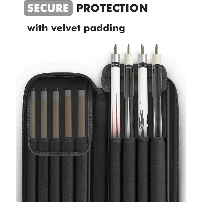 Чохол для більярдної кістки, 10 x 13 см, з кишенями, на 4 кістки, 5 аксесуарів, з підкладкою, м'який та міцний, з регульованими плечовими ременями для чоловіків та жінок (Чорний / Сірий)