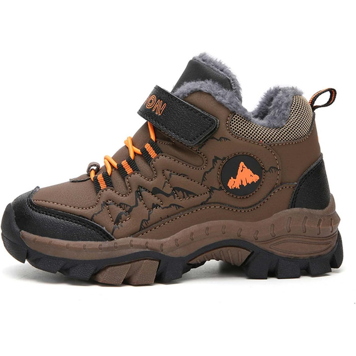 Дитячі зимові черевики Meidiastra для туризму та хайкінгу: теплі, водонепроникні, з антиковзаючою підошвою та застібкою-липучкою (EU 30-40), зелені та коричневі кольори
