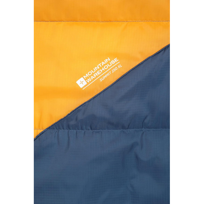Спальний мішок Mountain Warehouse Summit 250 - 3/4 сезону, ізольований, мумієподібний, 22x40 см у складеному стані. Підходить для осені, кемпінгу та трекінгу. Застібка-блискавка справа, довжина 215 см (Жовтий, XL)