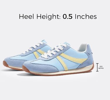 Жіночі ретро-кросівки LUCKY STEP: зручні повсякденні черевики 39 EU, синьо-жовті, з протиковзкою підошвою та дихаючою підкладкою