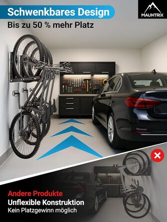 Настінна підставка для велосипеда Mauntrix | 16-29 дюймів | Сталева, до 35 кг | Економія місця | З монтажним комплектом