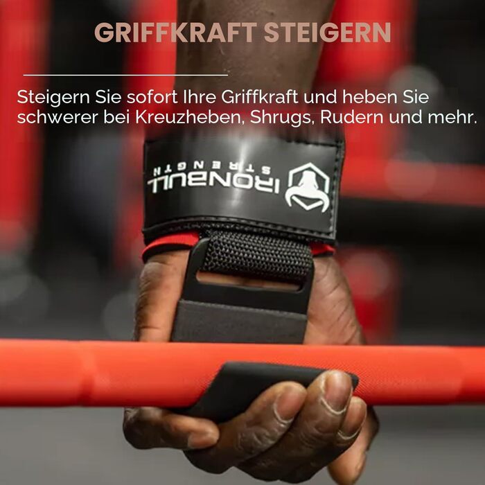 Сталеві гаки для важкоатлета Iron Bull Strength (пара) – міцні ремінці на зап'ястя для станової тяги та пауерліфтингу, з м'якою підкладкою, чорні