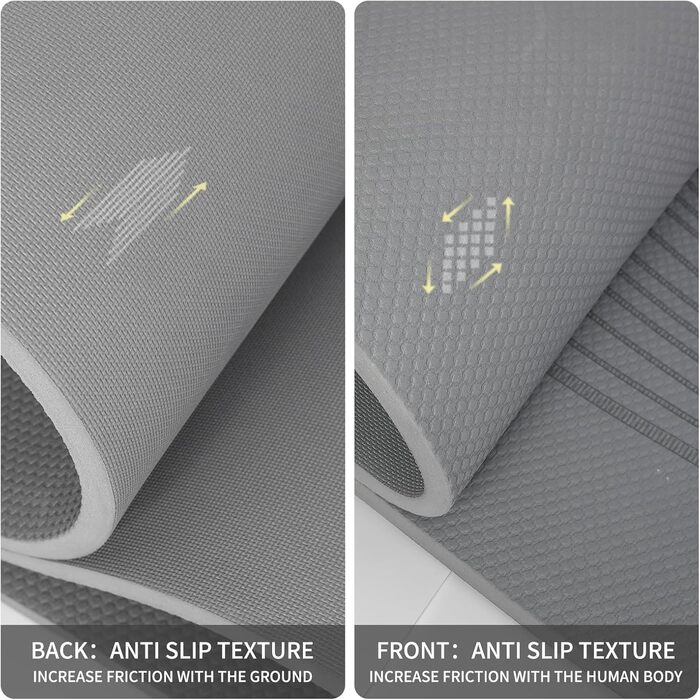 Килимок для йоги великого розміру 72'x36'x0.4' - комфортний, неслизький, для занять вдома, в спортзалі та в студії. Колір: Рожевий (Сірий)