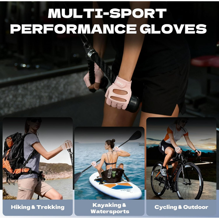 Фитнес рукавички COFIT для тренувань, з підтримкою зап'ястя, для жінок та чоловіків, для важкої атлетики, силових тренувань, бодібілдингу, рожевий/сірий, розмір S