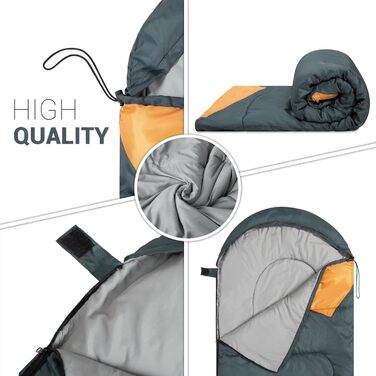 Спальний мішок Paco Home для дорослих та дітей: комфортний, дихаючий, для кемпінгу та подорожей (220x70x6 см, Антрацит)