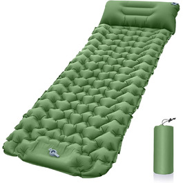 Карет самонадувна ізольована килимок для кемпінгу з подушкою, водонепроникний ультралегкий килимок для сну для відпочинку на природі, походів та подорожей (зелений)