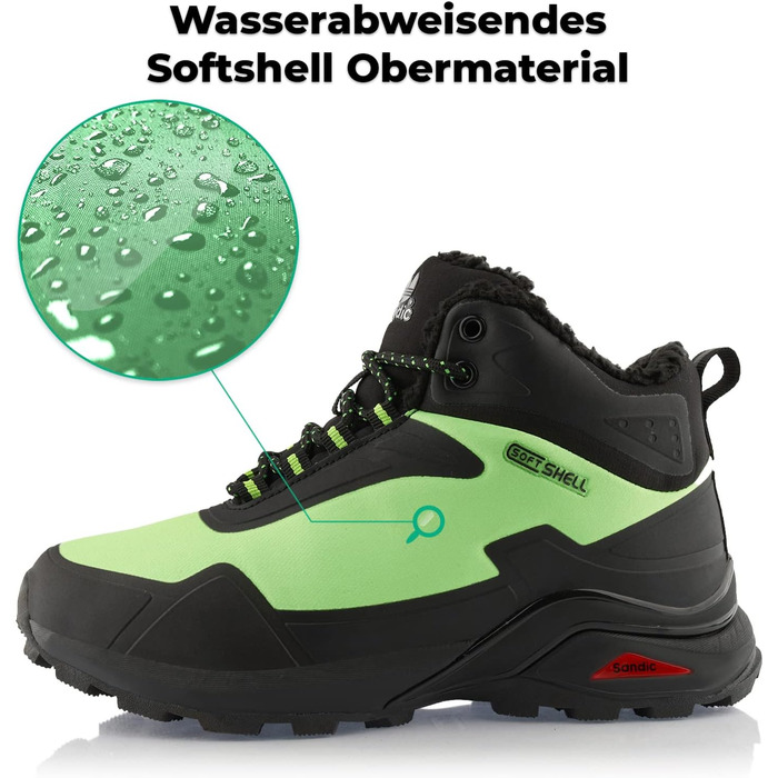 Черевики для піших прогулянок для жінок та чоловіків, теплі, з підкладкою, трекінгові черевики 44 EU, чорно-зелені