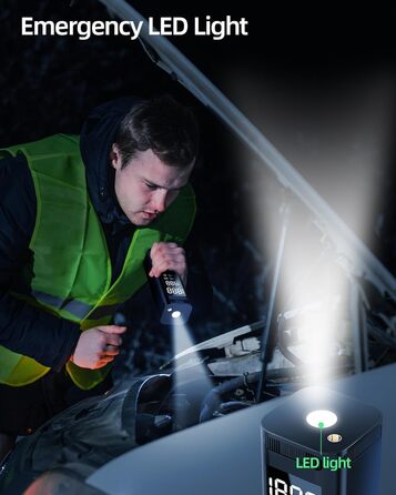 Електричний насос для шин homdat 150PSI, 17800mAh, портативний акумуляторний компресор для автомобільних, велосипедних, мотоциклетних шин та надувних виробів, чорний