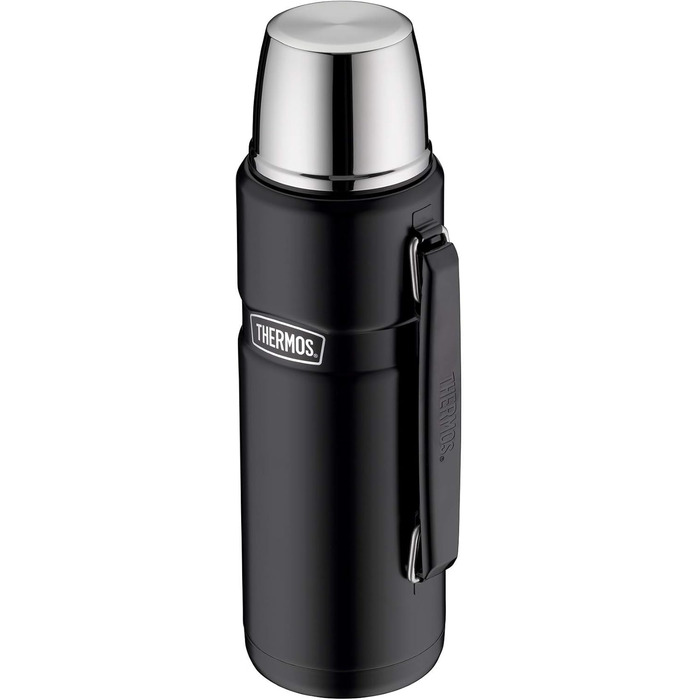 Термос для напоїв THERMOS Stainless King 1,2 л чорний матовий, 24 год гаряче/холодне + харчовий контейнер THERMOS Stainless King 0,71 л чорний матовий з ложкою, 14 год гаряче/24 год холодне