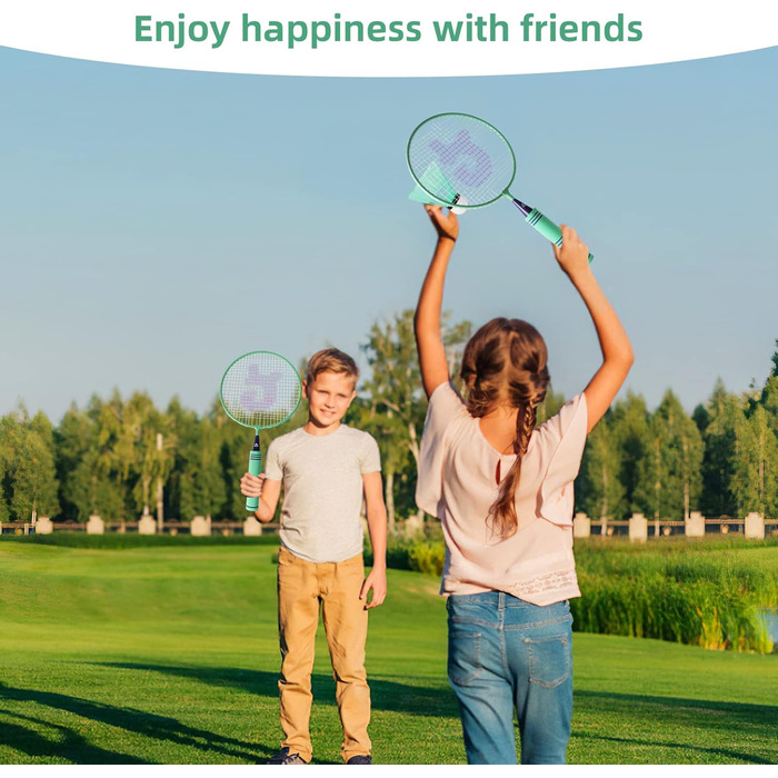 Набір для бадмінтона QKTYB для дітей від 4 до 8 років, легкий сплав, для початківців, з сумкою, зелений