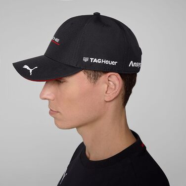 Кепка PUMA Porsche Motorsport з вигнутим козирком та логотипами Porsche Motorsport та спонсорів, чорна