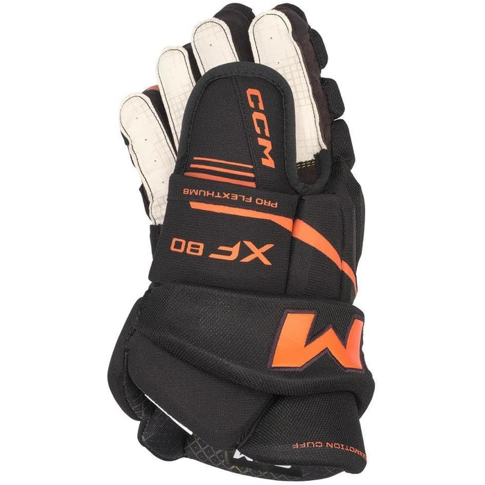 Хокейна рукавичка CCM Tacks XF80 Junior чорний/помаранчевий, 12 дюймів