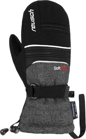 Дитячі гірськолижні рукавички Reusch Softshell, водонепроникні та теплі (чорно-сірі, розмір 4)