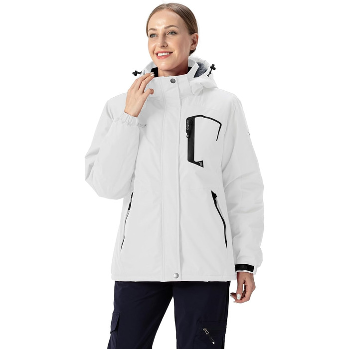Жіноча зимова куртка YSENTO, водонепроникна, софтшел, флісова, функціональна з капюшоном, білий (XL)