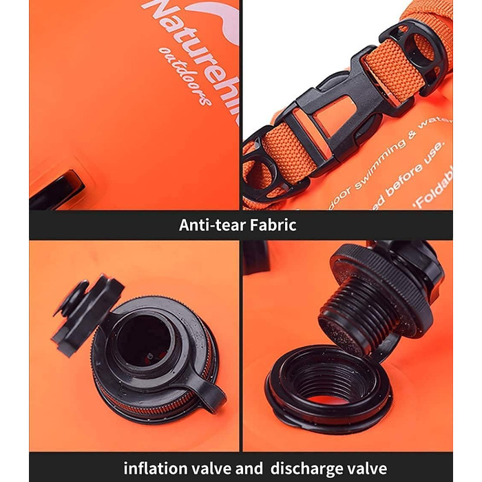 Надувна плавуча рятувальна подушка Naturehike 18L, водонепроникний мішок для плавання, пляжна сумка з регульованим поясом, помаранчевий