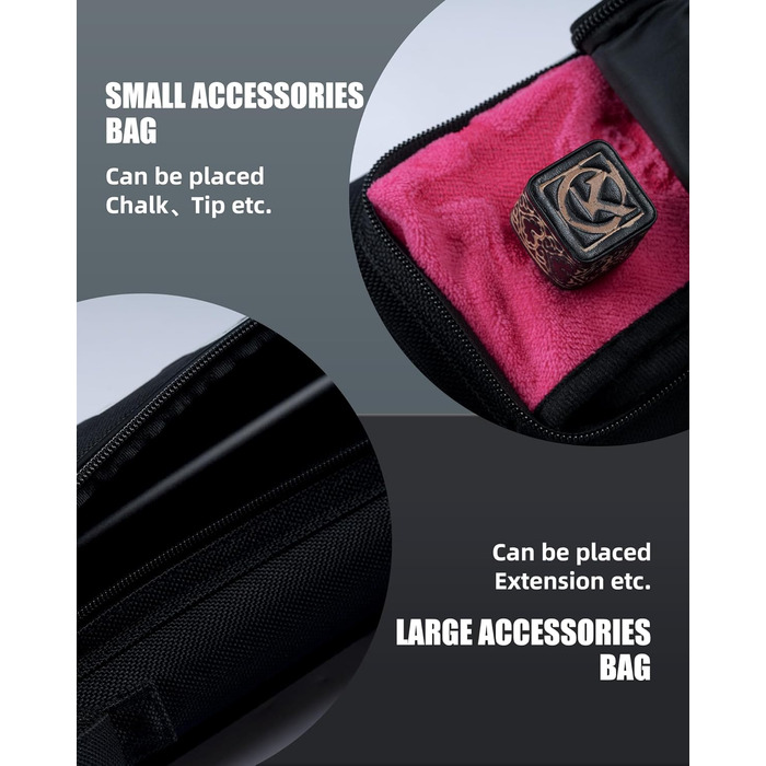 Кейс для більярду CRICAL, 2 x 2 жорсткі чохли для снукеру, з штучної шкіри/оксфордського канвасу (чорний)