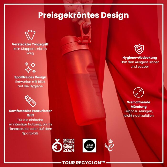 ION8 Фляга для води, 750 мл (Червона, Evo)