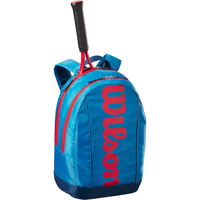 Дитячий тенісний рюкзак Wilson Junior, 2 відділення на блискавці, для 2 ракеток, синій/помаранчевий